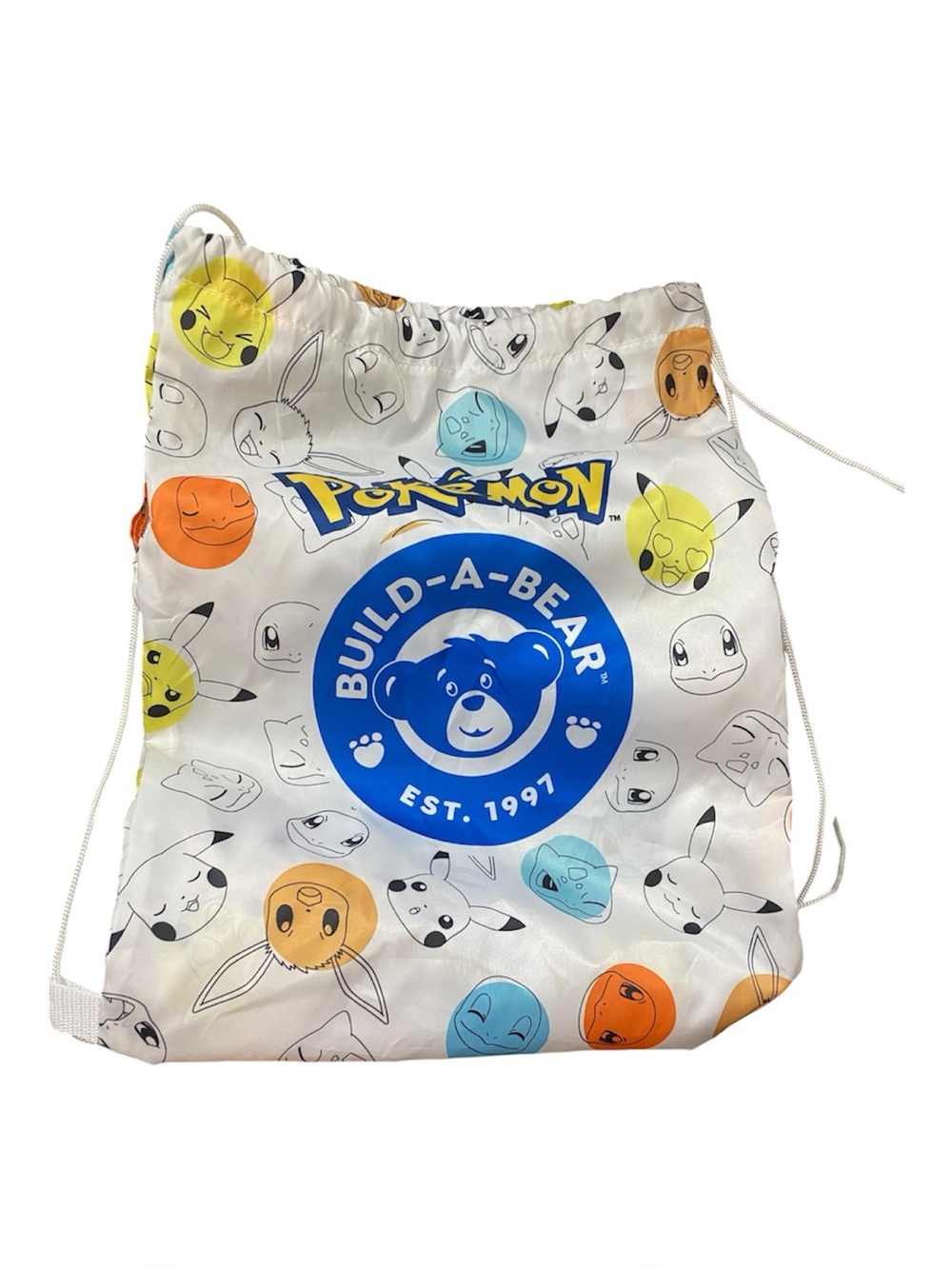 Build-A-Bear Pokémon White Drawstring Kids Backpack Cinch Bag